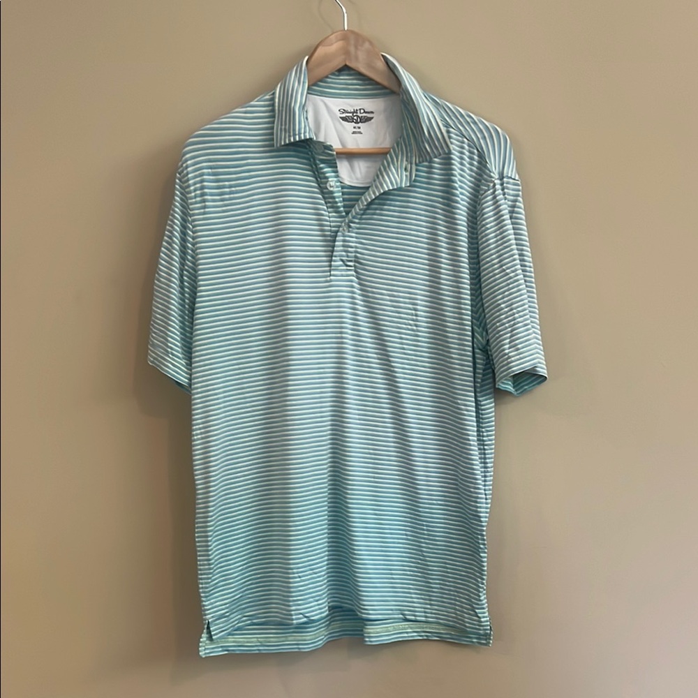 Straight Down Classic Blue Polo Shirt with Moisture-Wicking Fabric